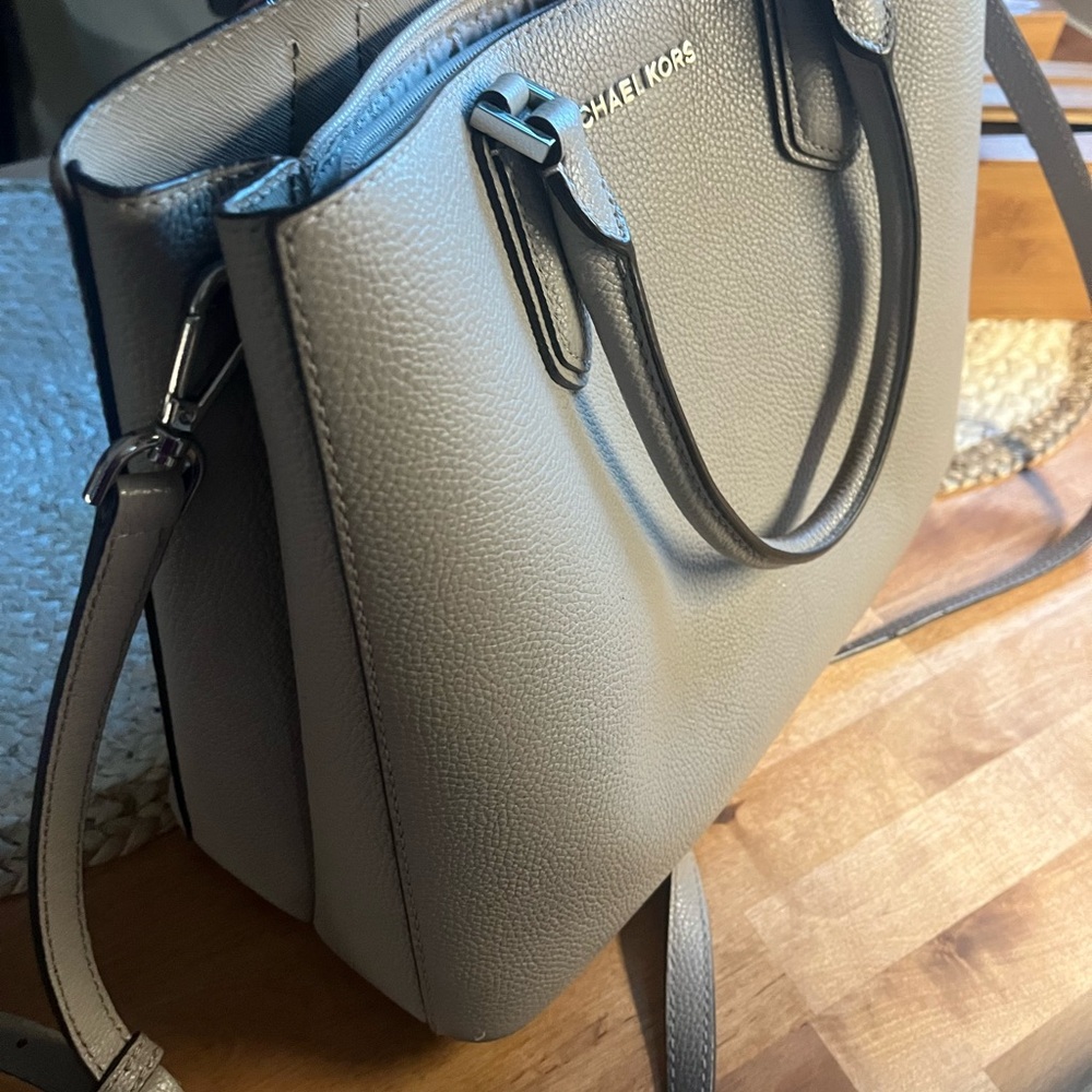 Michael Kors Gray Leather Tote Bag